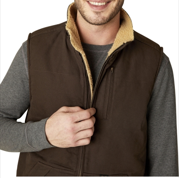 Lee Premium Men's Sherpa Lined Full Zip Canvas The Workwear Vest - Picture 5 of 10